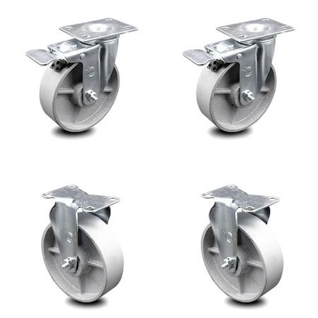 Service Caster 5 Inch Semi Steel Swivel Top Plate Caster Lock Brakes 2 Rigid SCC, 2PK SCC-TTL20S514-SSS-2-R-2